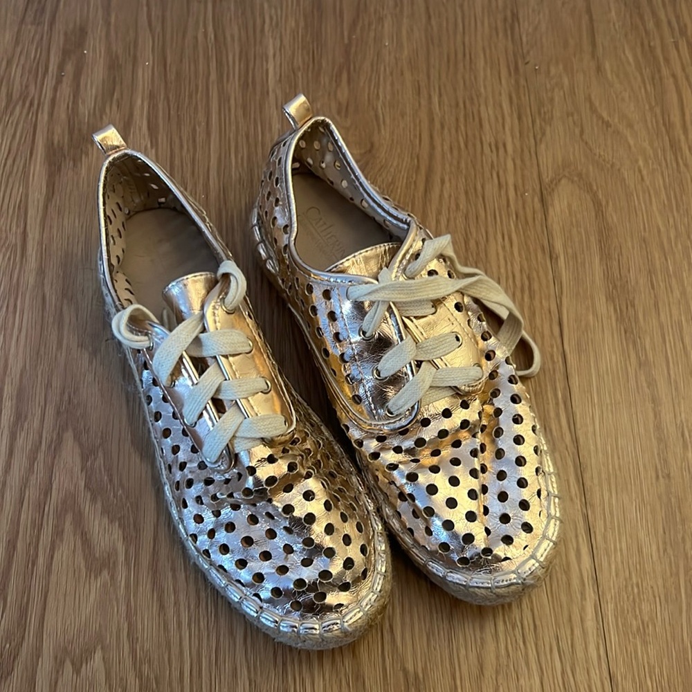 Catherine Malandrino Pink Metallic Espadrille Lace-up Shoes (Size 6.5)